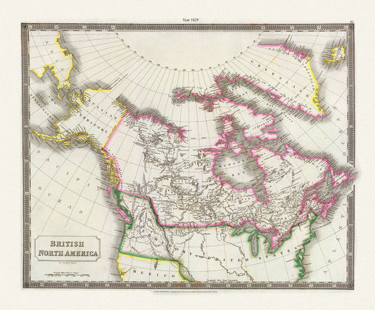 Canada, Hall auth., 1829, map on heavy cotton canvas, 50 x 70 cm, 20 x 25" approx.