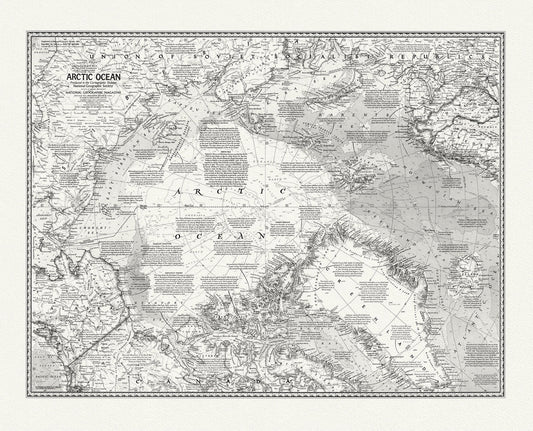 Arctic Ocean, National Geographic, 1971, map on heavy cotton canvas, 50 x 70 cm, 20 x 25" approx.