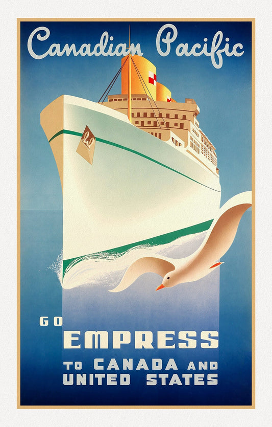 Canadian Pacific, Empress to Canada & USA, travel poster reprinted on durable cotton canvas, 50 x 70 cm, 20 x 25" approx.