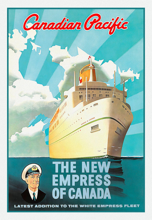 Canadian Pacific, The New Empress of Canada, travel poster reprinted on durable cotton canvas, 50 x 70 cm, 20 x 25" approx.
