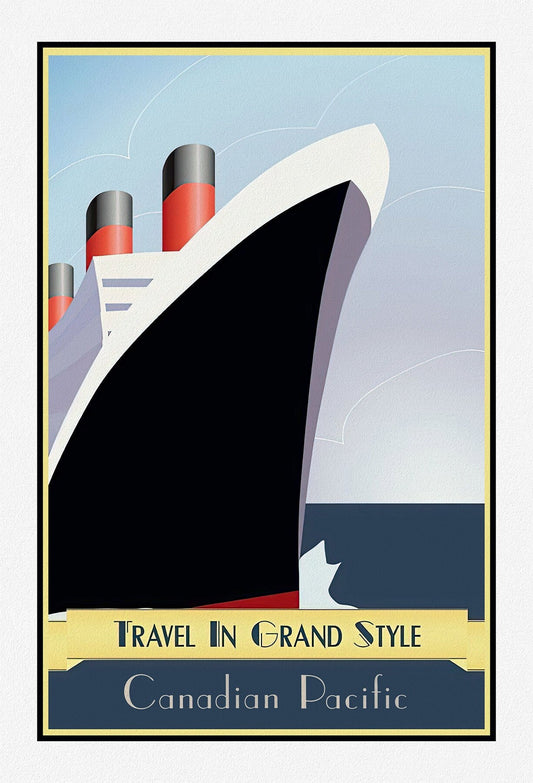 Travel in Grand Style, Canadian Pacific, travel poster reprinted on durable cotton canvas, 50 x 70 cm, 20 x 25" approx.