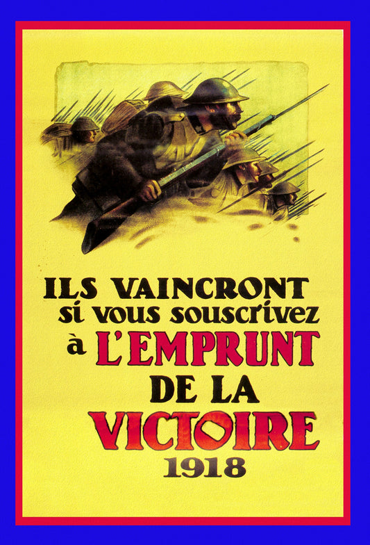 Canada WW I Poster, L'Emprunt de la Victoire, 1918  , vintage war poster reprinted on heavy cotton canvas, 50 x 70 cm, 20 x 25" approx.