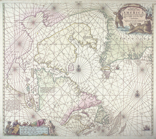 Keulen, Johannes van, 1654-1715. Pas-Kaart, vande zee-kusten van Terra Nova, 1695, , 50 x 70 cm or 20x25" approx.