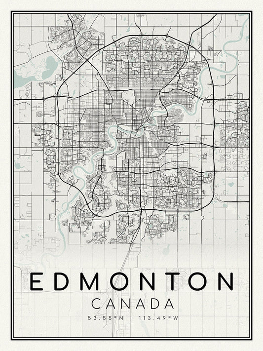 Edmonton, A Modern Map, on durable cotton canvas, 50 x 70 cm, 20 x 25" approx.