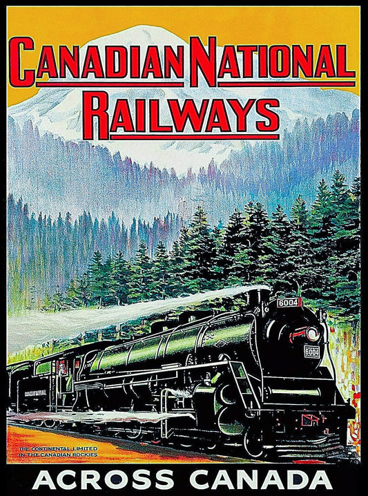 CNR Across Canada, Ver. II  , vintage poster on durable cotton canvas, 50 x 70 cm, 20 x 25" approx.