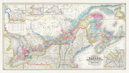 Bouchette, Map Of The Provinces Of Canada, 1846, map on durable cotton canvas, 50 x 70 cm, 20 x 25" approx.