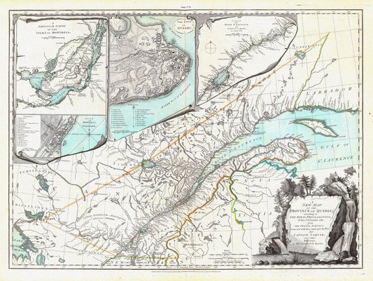 New Map Of The Province of Quebec, 1776, Jefferys auth., map on durable cotton canvas, 50 x 70 cm, 20 x 25" approx.