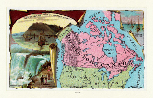 Arbuckle's Illustrated Atlas, Canada, 1890, map on durable cotton canvas, 50 x 70 cm, 20 x 25" approx.