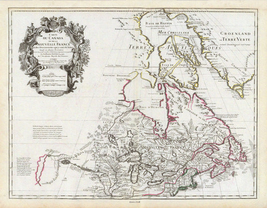 Delisle, Le Canada, 1708, map on durable cotton canvas, 50 x 70 cm, 20 x 25" approx.