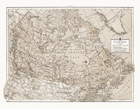 J.W. Clement Co., Canada, 1943 Ver. S, map on heavy cotton canvas, 20 x 25" approx. - The Map Chest