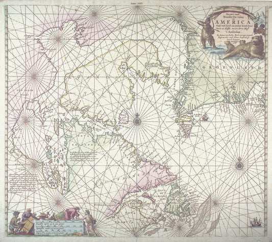 Keulen, Johannes van, 1654 - 1715. Pas - Kaart, vande zee - kusten van Terra Nova, 1695, , 50 x 70 cm or 20x25" approx. - The Map Chest