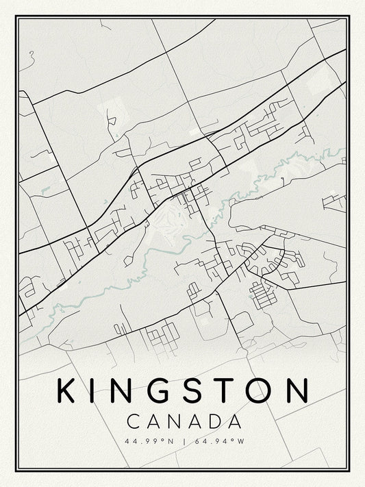 Kingston, Ontario, A Modern Map on heavy cotton canvas, 45 x 65 cm, 18 x 24" approx. - The Map Chest