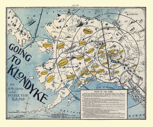 Klondike Game Co., Going to Klondyke, 1897, vintage print on canvas, 50 x 70 cm, 20 x 25" approx. - The Map Chest