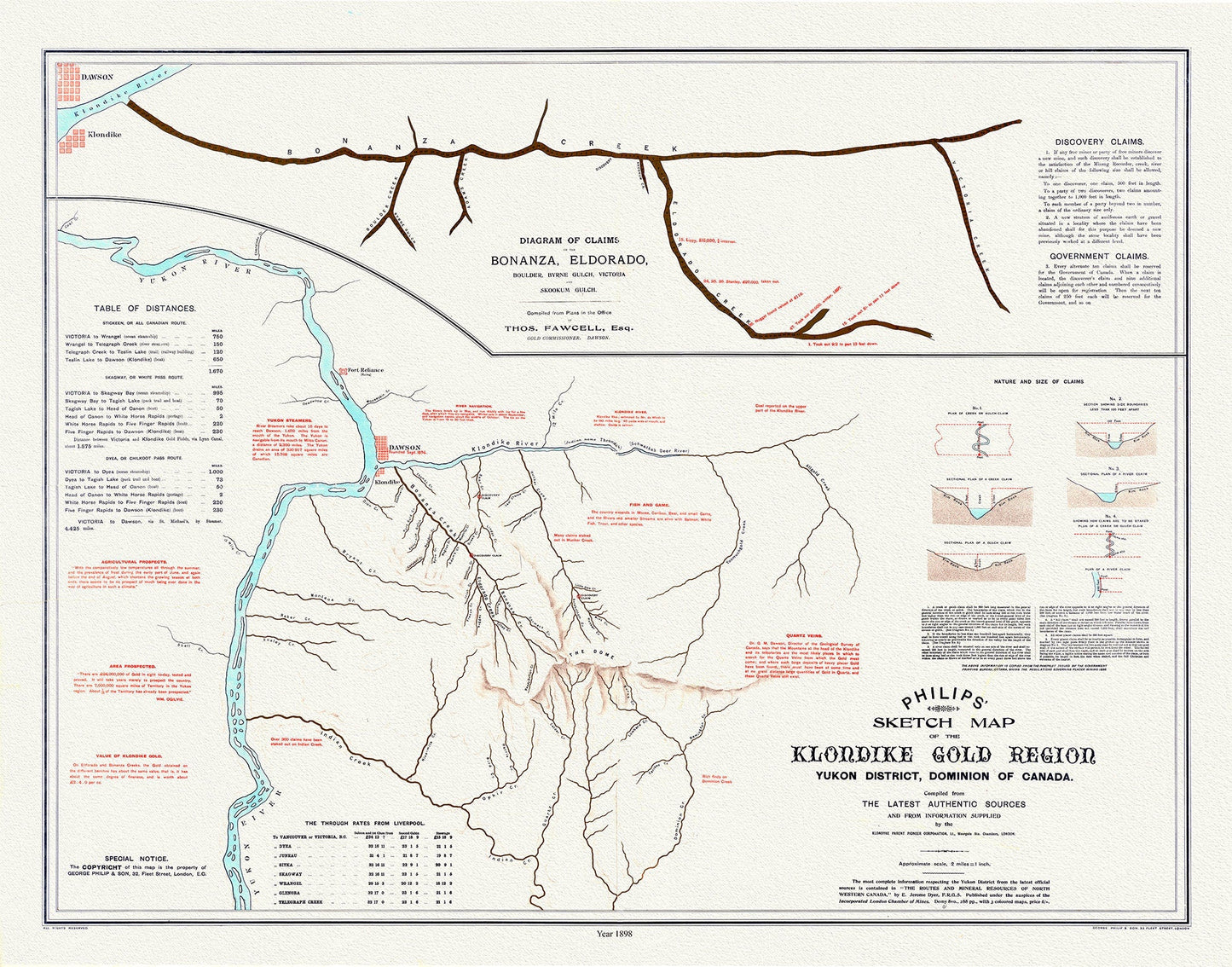 Klondike gold region, Yukon district, Dominion of Canada by the Klondyke Parent Pioneer Corporation, 1898,' 50 x 70 cm, 20 x 25" approx. - The Map Chest