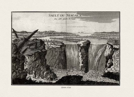 La Rouge, Sault du Niagara, de 135 pieds de haut, 1755, on heavy cotton canvas, 22x27" approx. - The Map Chest