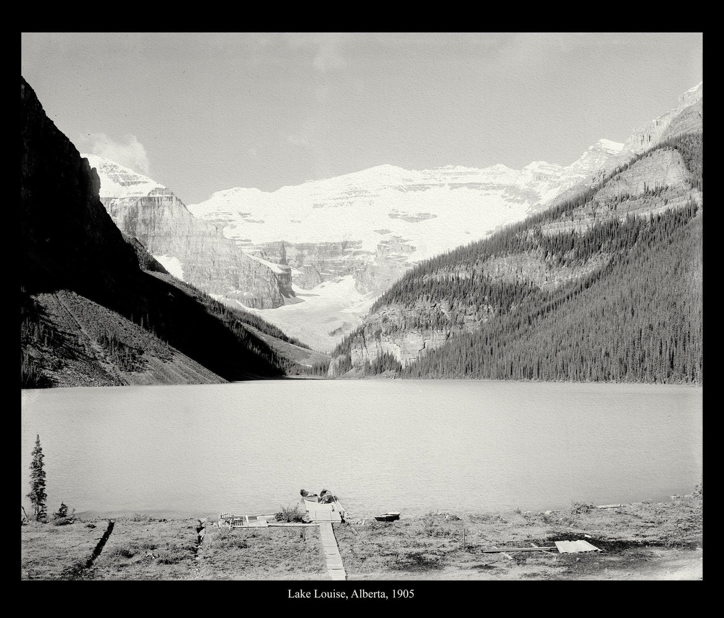 Lake Louise, Alberta, 1905 , Vintage Photograph on canvas, 50 x 70 cm, 20 x 25" approx. - The Map Chest