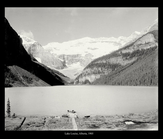 Lake Louise, Alberta, 1905 , Vintage Photograph on canvas, 50 x 70 cm, 20 x 25" approx. - The Map Chest