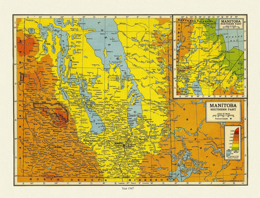 Manitoba, 1947 , map on heavy cotton canvas, 22x27" approx. - The Map Chest
