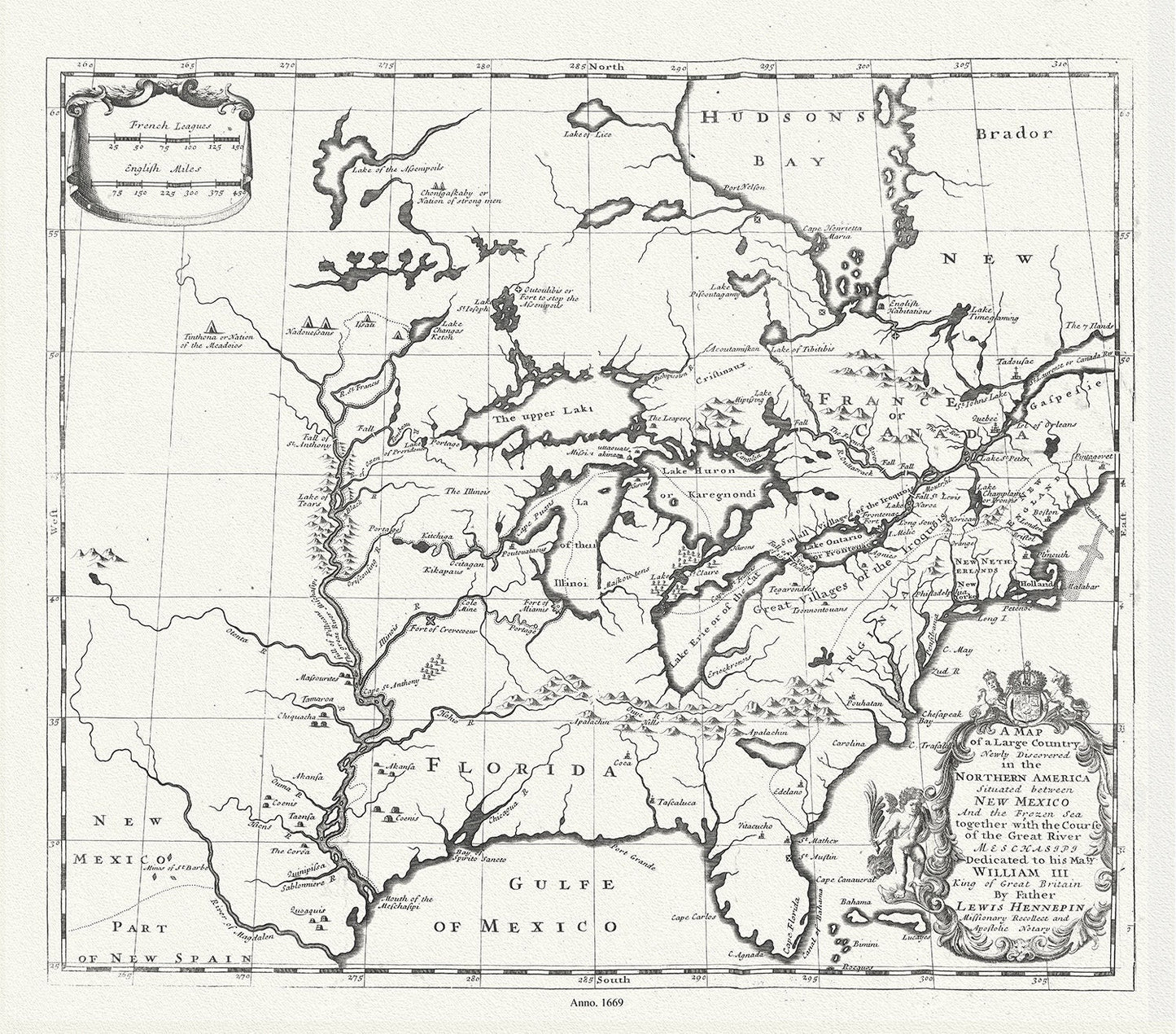 Map of a Large Country Newly Discovered in the Northern America Situated between New Mexico And the Frozen Sea, Hennepin,1698, 20 25" approx - The Map Chest