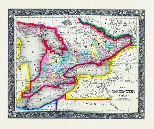 Map Of Canada West, In Counties, 1860 - The Map Chest