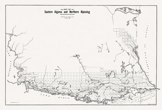 Map of Eastern Algoma and Northern Nipissing, 1901 , map on heavy cotton canvas, 50 x 70cm, 20 x 25" approx. - The Map Chest