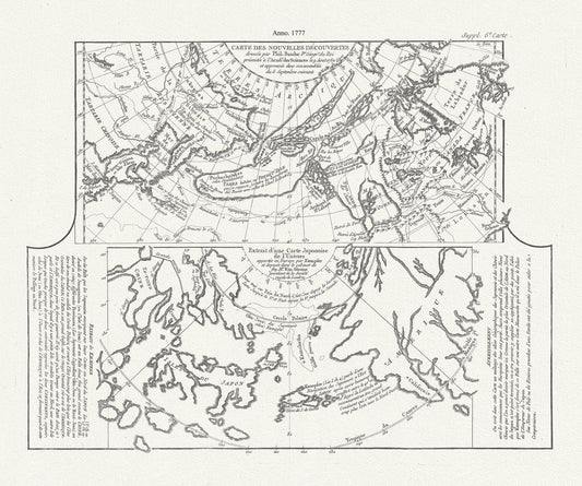 Map of new discoveries in the Arctic,1777, Vaugondy auth. map on durable cotton canvas, 50 x 70 cm, 20 x 25" approx. - The Map Chest