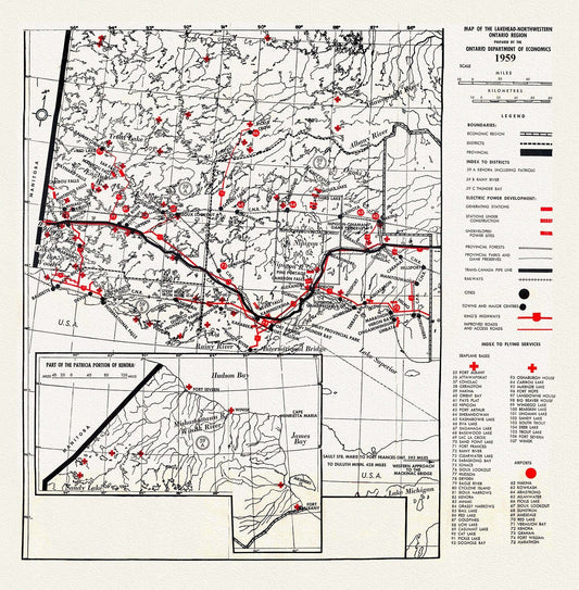 Map of the Lakehead, Northwestern Ontario Region, 1959, map on heavy cotton canvas, 50 x 70cm, 20 x 25" approx. - The Map Chest
