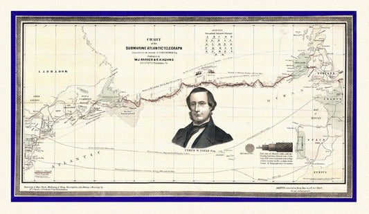 Map of The Submarine Atlantic Telegraph, on heavy canvas, 22x27" approx. - The Map Chest