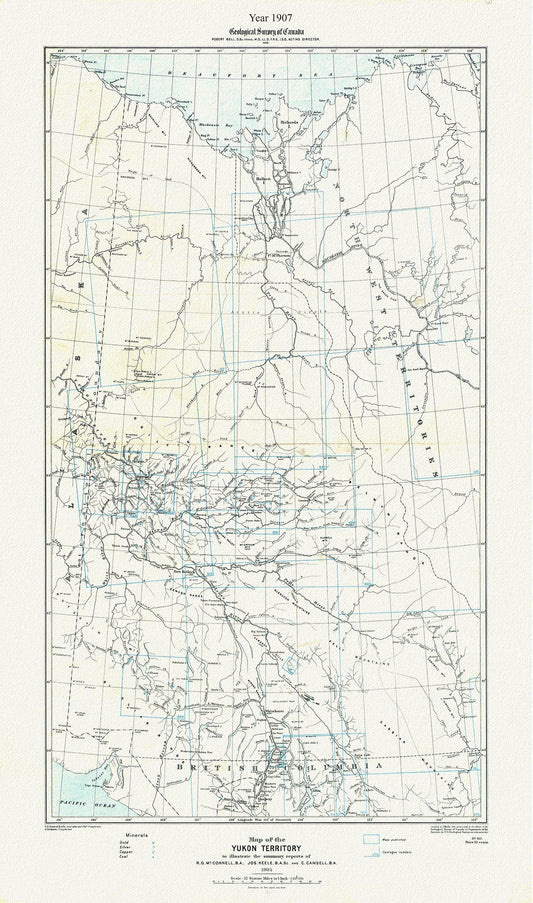 Map of the Yukon Territory to illustrate the summary reports of R.G. McConnell, Keele and Camsell, 1907, map on canvas, 20 x 25" approx. - The Map Chest