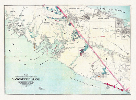 Map shewing portion of the west coast of Vancouver Island, G. B. Martin ,auth., 1897 , map on heavy cotton canvas, 20 x 25" approx. - The Map Chest