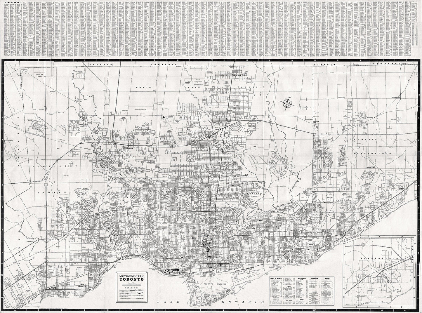 Metropolitan Toronto, 1955 , map on heavy cotton canvas, 22x27" approx. - The Map Chest