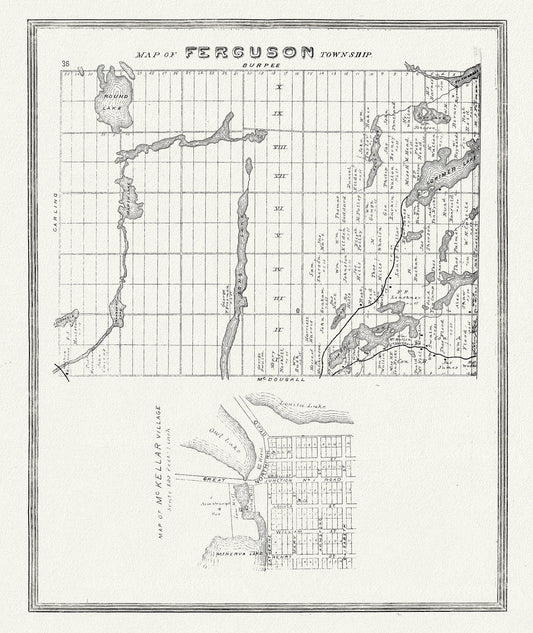 Muskoka - Haliburton, Ferguson Township, 1893, map on heavy cotton canvas, 20 x 25" approx. - The Map Chest