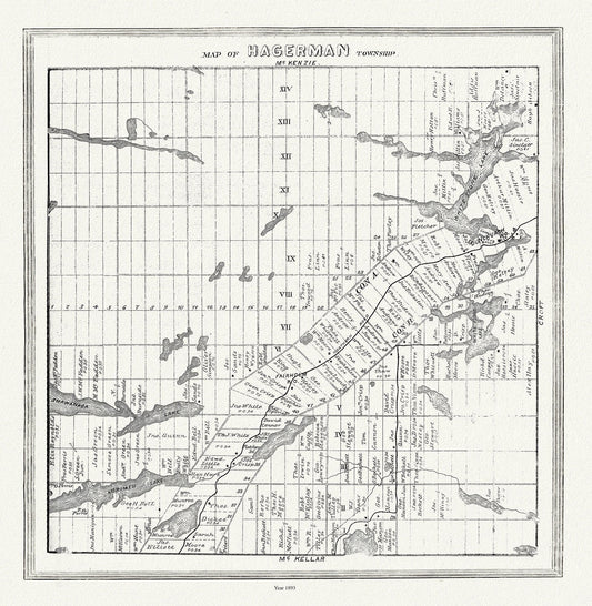 Muskoka - Haliburton, Hagerman Township, 1893, map on heavy cotton canvas, 20 x 25" approx. - The Map Chest