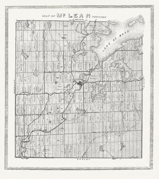 Muskoka - Haliburton, McLean Township, 1893, map on heavy cotton canvas, 20 x 25" approx. - The Map Chest