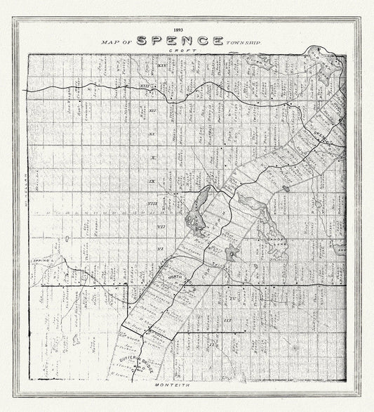 Muskoka - Haliburton, Spence Township, 1893, map on heavy cotton canvas, 20 x 25" approx. - The Map Chest