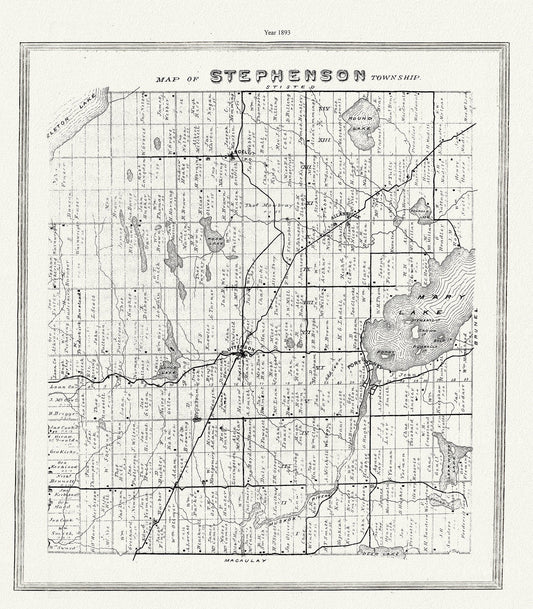 Muskoka - Haliburton, Stephenson Township, 1893 , map on heavy cotton canvas, 20 x 25" approx. - The Map Chest