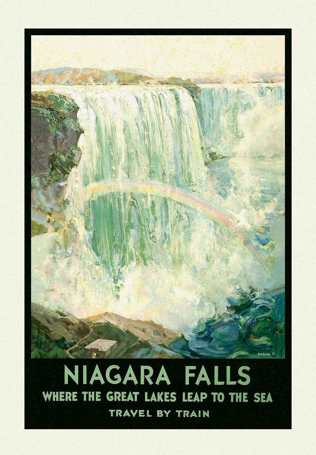Niagara Falls, Travel by Train , travel poster on heavy cotton canvas, 45 x 65 cm, 18 x 24" approx. - The Map Chest