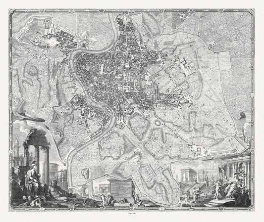 Nolli et Pozzi, Nuova Topografia Di Roma, 1748map on heavy cotton canvas, 25x27" approx. - The Map Chest
