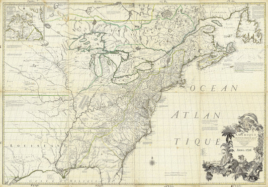 North America, 1756, Carey auth., map on durable cotton canvas, 50 x 70 cm, 20 x 25" approx. - The Map Chest
