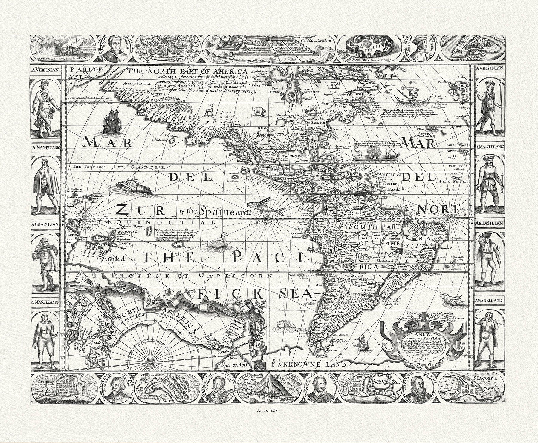 North and South America ,1658, Walton auth. - The Map Chest