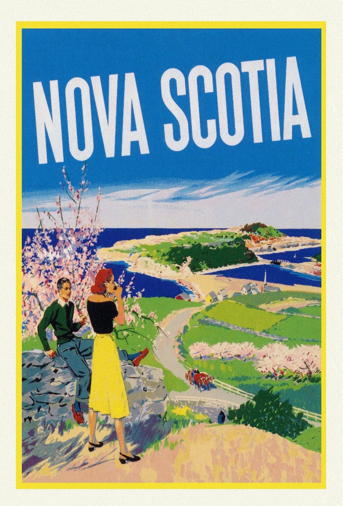 Nova Scotia, Vintage Travel Poster, on heavy cotton canvas, 20x25" approx. - The Map Chest