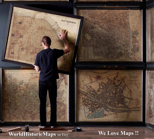 Now you can order a Custom sized Map ! ... To fit an old frame. Create your Own layout....No need for fragile Glass ! - The Map Chest