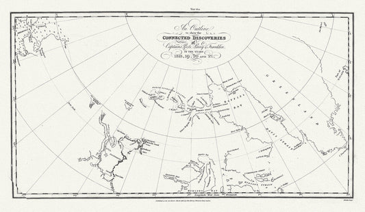 Outline to shew the Connected Discoveries of Captains Ross, Parry & Franklin, in the years 1818, 19, 20 and 21.20x35, 20 x 25" approx. - The Map Chest