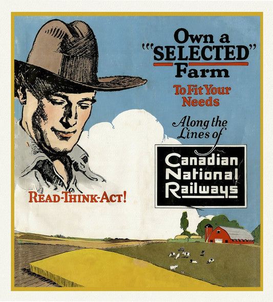 Own a Selected Farm, Canadian National Railways, vintage poster on heavy cotton canvas, 50 x 70 cm, 20 x 25" approx. - The Map Chest