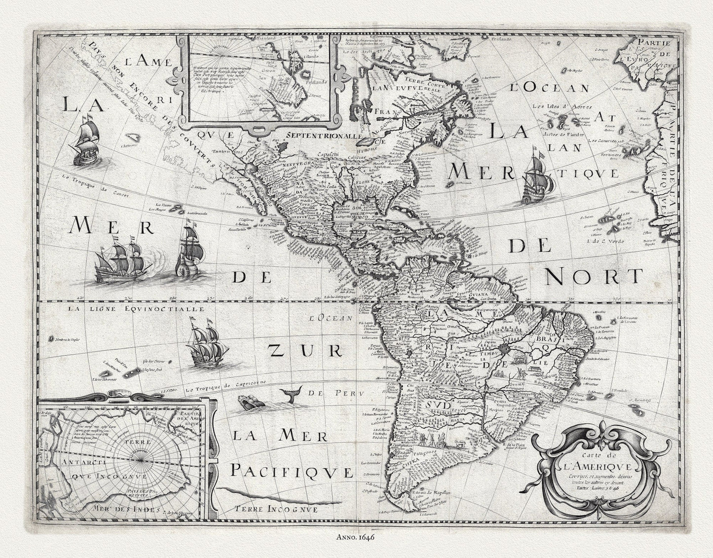 Pierre - Jean Mariette, Carte de l'Amerique, 1646 - The Map Chest