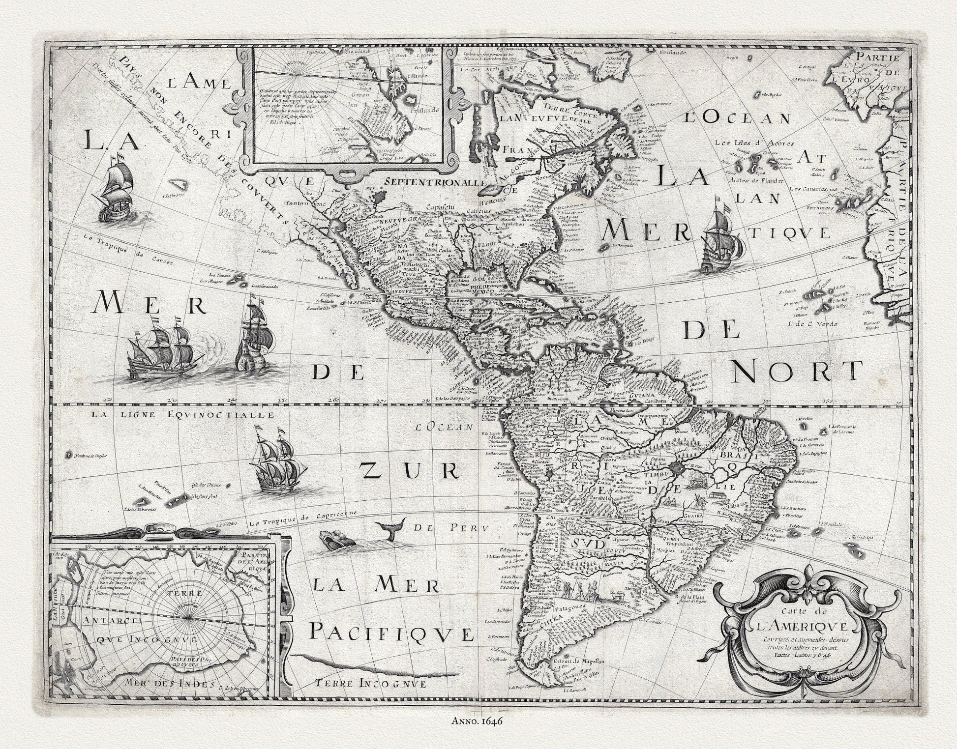 Pierre - Jean Mariette, Carte de l'Amerique, 1646 - The Map Chest