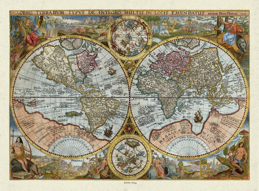 Plancio Pietro, Orbis Terrarum, 1534 Ver. D, Map on heavy cotton canvas, 22x27in. approx. - The Map Chest