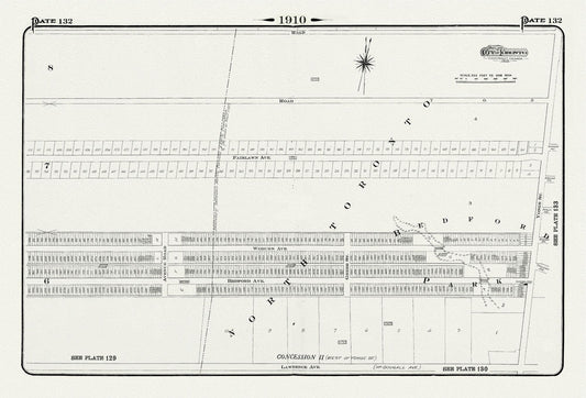 Plate 132, Toronto North, West of Yonge, North of Lawrence Ave., 1910 , map on heavy cotton canvas, 20 x 30" approx. - The Map Chest