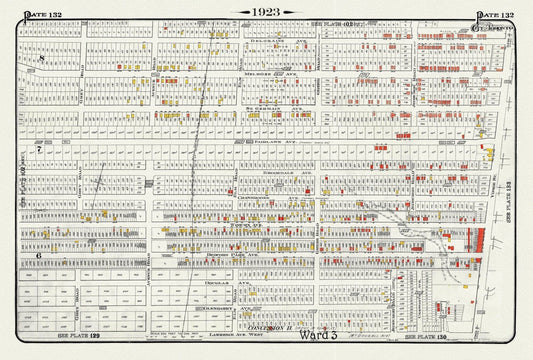 Plate 132, Toronto North, West of Yonge, North of Lawrence Ave., 1923, Map on heavy cotton canvas, 18x27in. approx. - The Map Chest