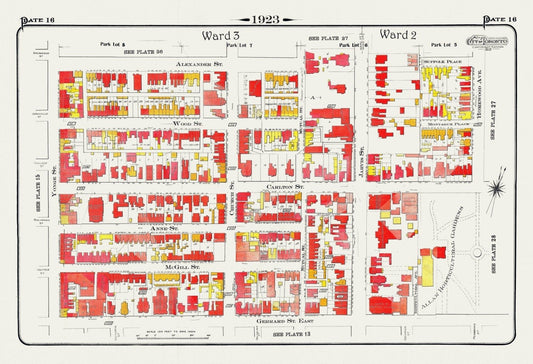 Plate 16, Toronto Downtown East, Allan Gardens, 1923, Map on heavy cotton canvas, 18x27in. approx. - The Map Chest